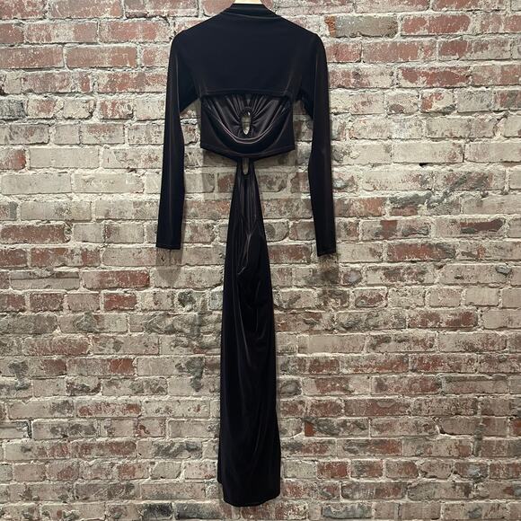 A.L.C Maeve Women's Draped Velvet Dress With Cut Out Details in Brown Size 4 - Picture 10 of 12